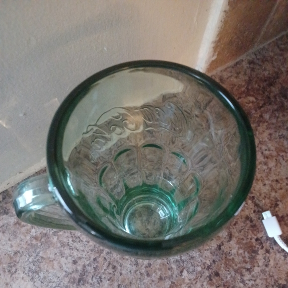 CocaCola Mug Clear With Green Tint Heavy Glass Pre Owned  Marked With J - Picture 3 of 7